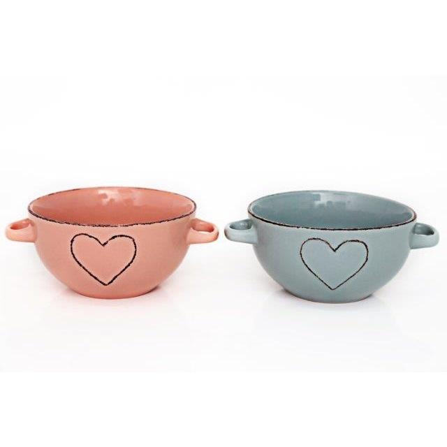 Heart Of The Home Porcelain Heart Bowl - Blue or Pink